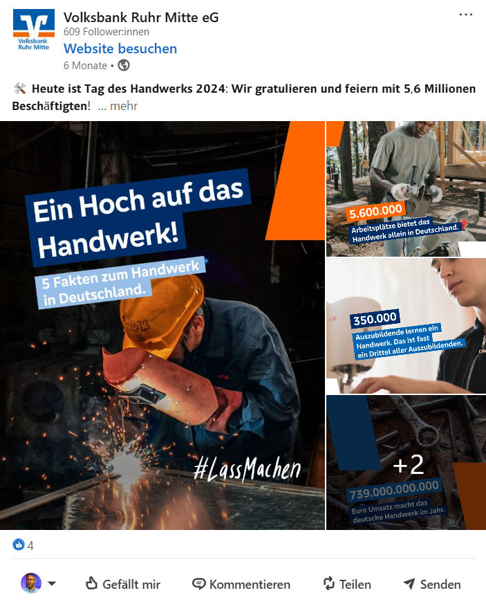 001 Volksbank LinkedIn-Posting Beispiel