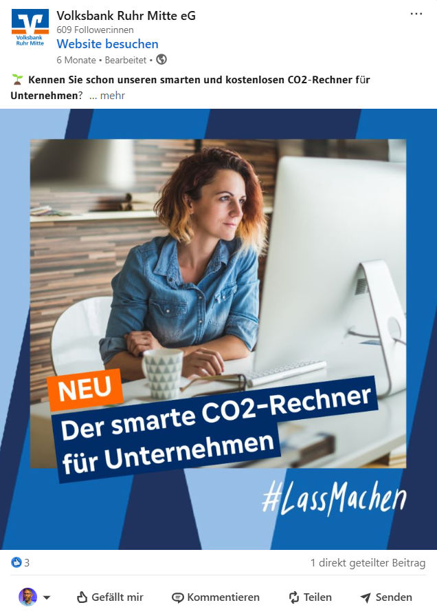 002 Volksbank LinkedIn-Posting Beispiel
