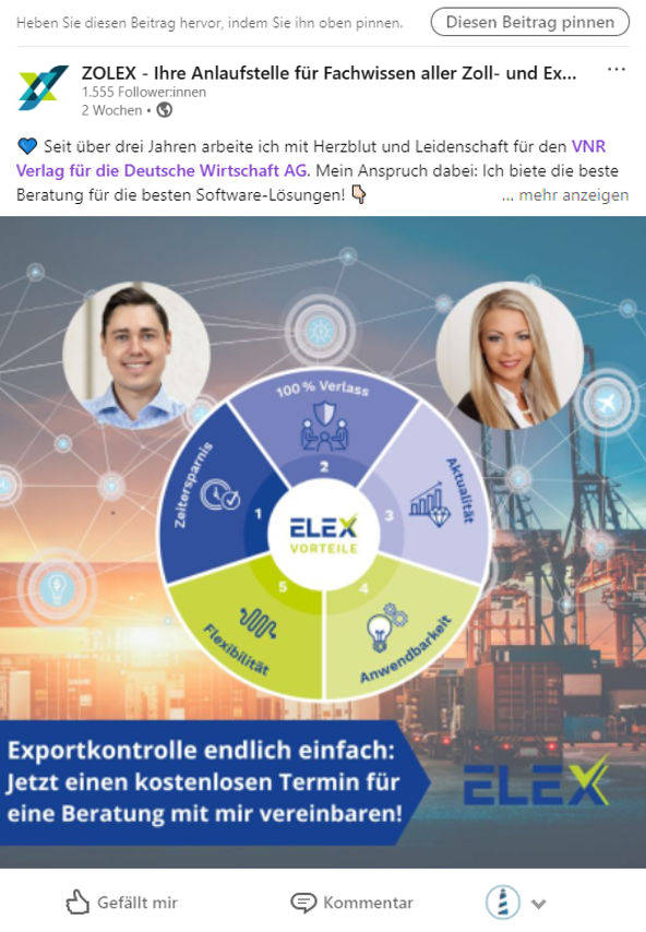 006 VNR Group Zolex LinkedIn-Posting-Beispiel