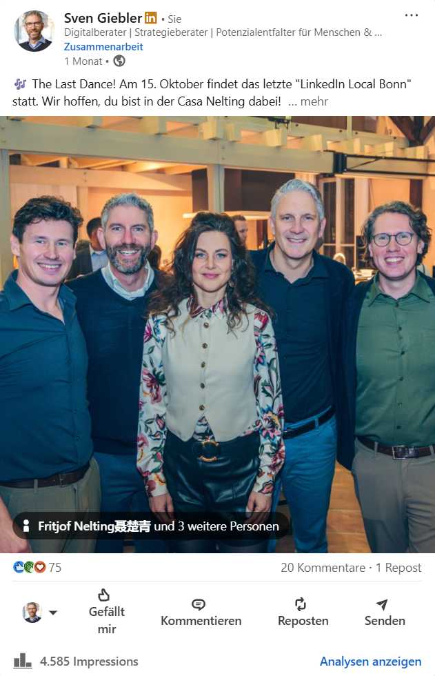 001 LinkedIn-Posting Performance-Beispiel Sven Giebler