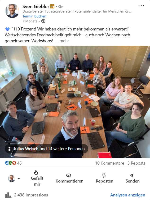 005 LinkedIn-Posting Performance-Beispiel Sven Giebler