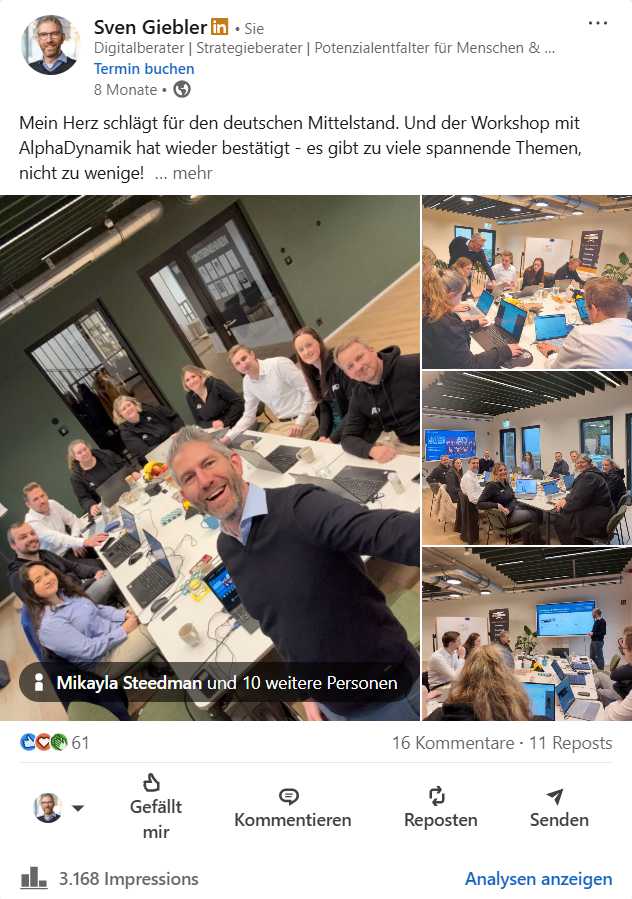 006 LinkedIn-Posting Performance-Beispiel Sven Giebler