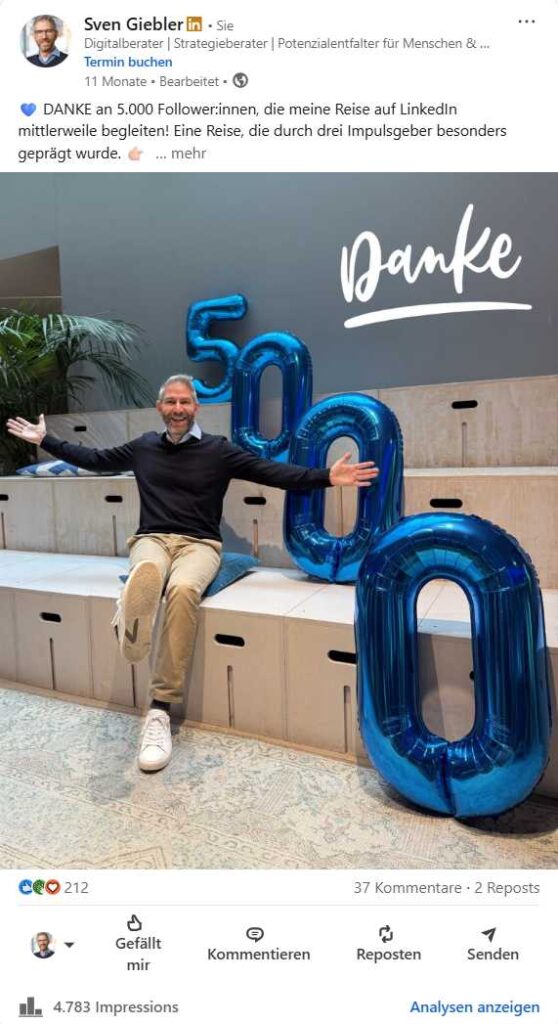 010 LinkedIn-Posting Performance-Beispiel Sven Giebler