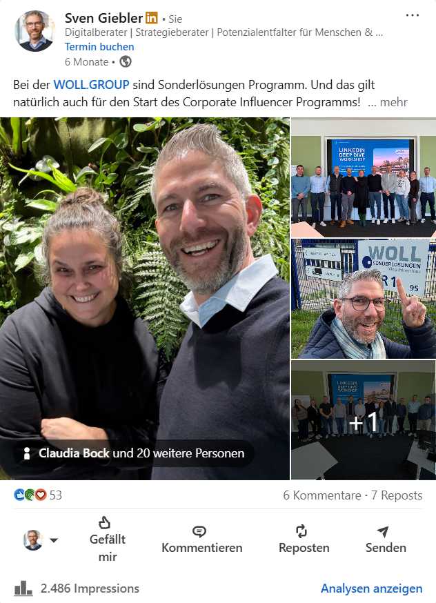 011 LinkedIn-Posting Performance-Beispiel Sven Giebler